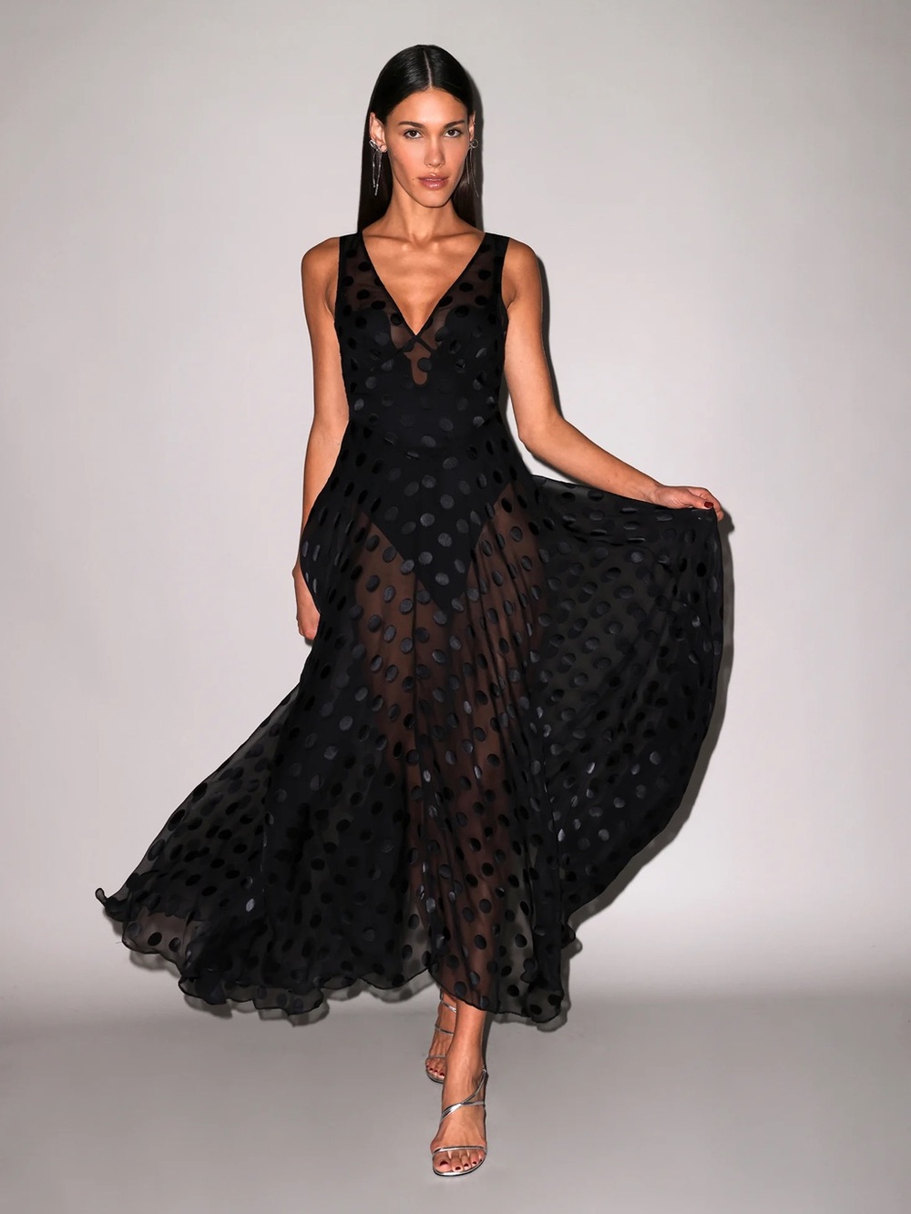 Fleur du Mal silk dot gown NWT